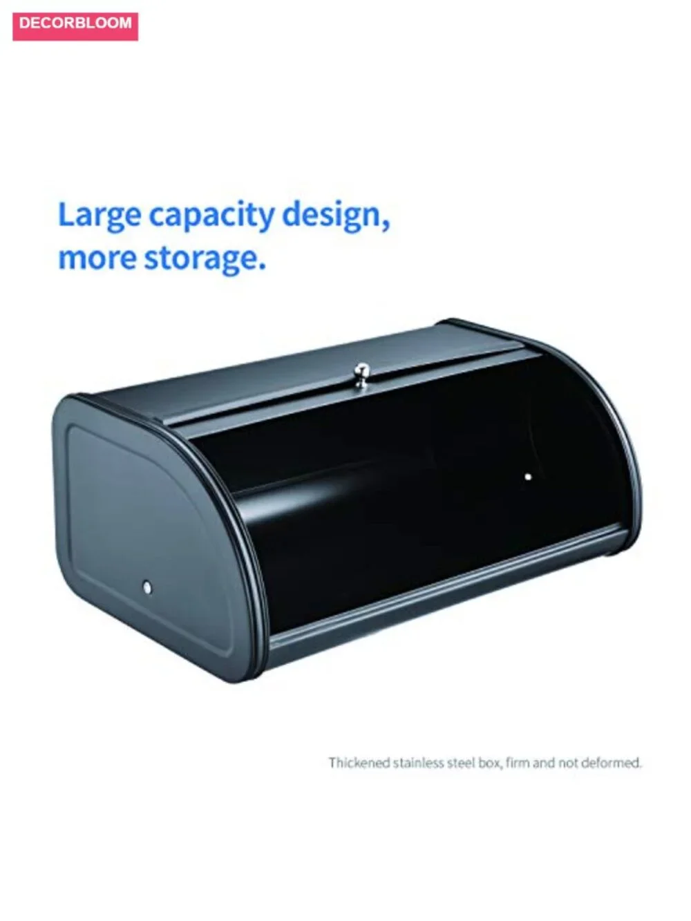 Stainless Steel Bread Box with Roll Up Lid for Kitchen Counter Storage, Bread
